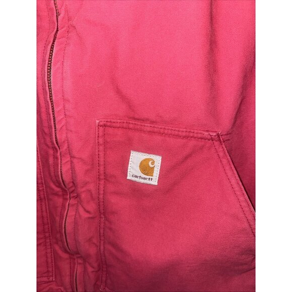 VTG Carhartt Pink Rose Sherpa Lined Outdoor Canvas Duck WV001 Women’s XL - Picture 2 of 7